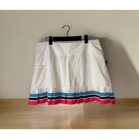 Addison Bay Pants - Addison Bay Court Skort Tennis/Pickle Ball Women XL White, Teal/Navy/Pink trim